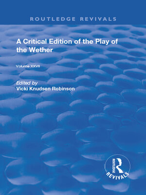 cover image of A Critical Edition of the Play of the Wether